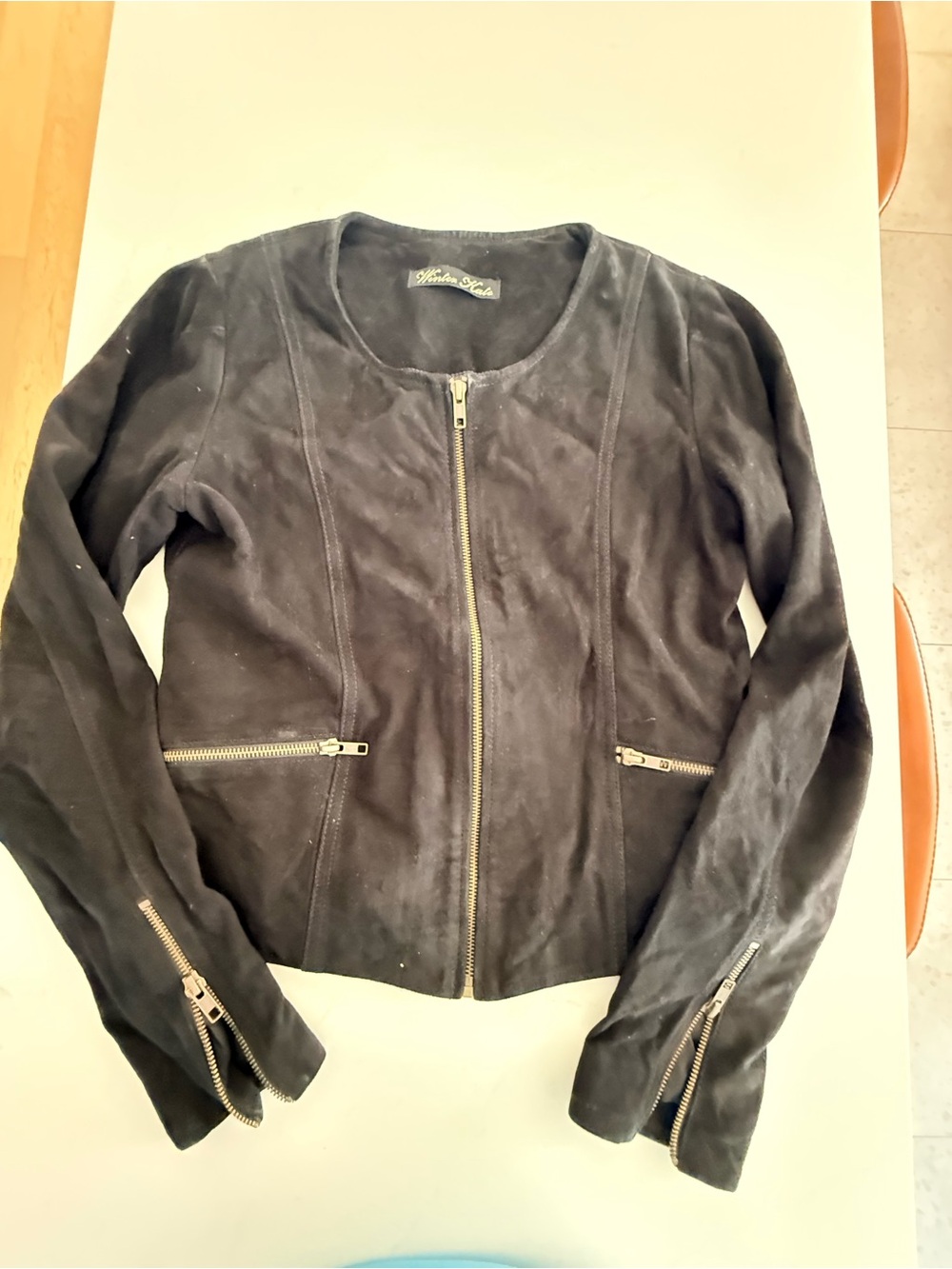 Y2K vintage Winter Kate Suede Zip-Front Women's Jacket - Black